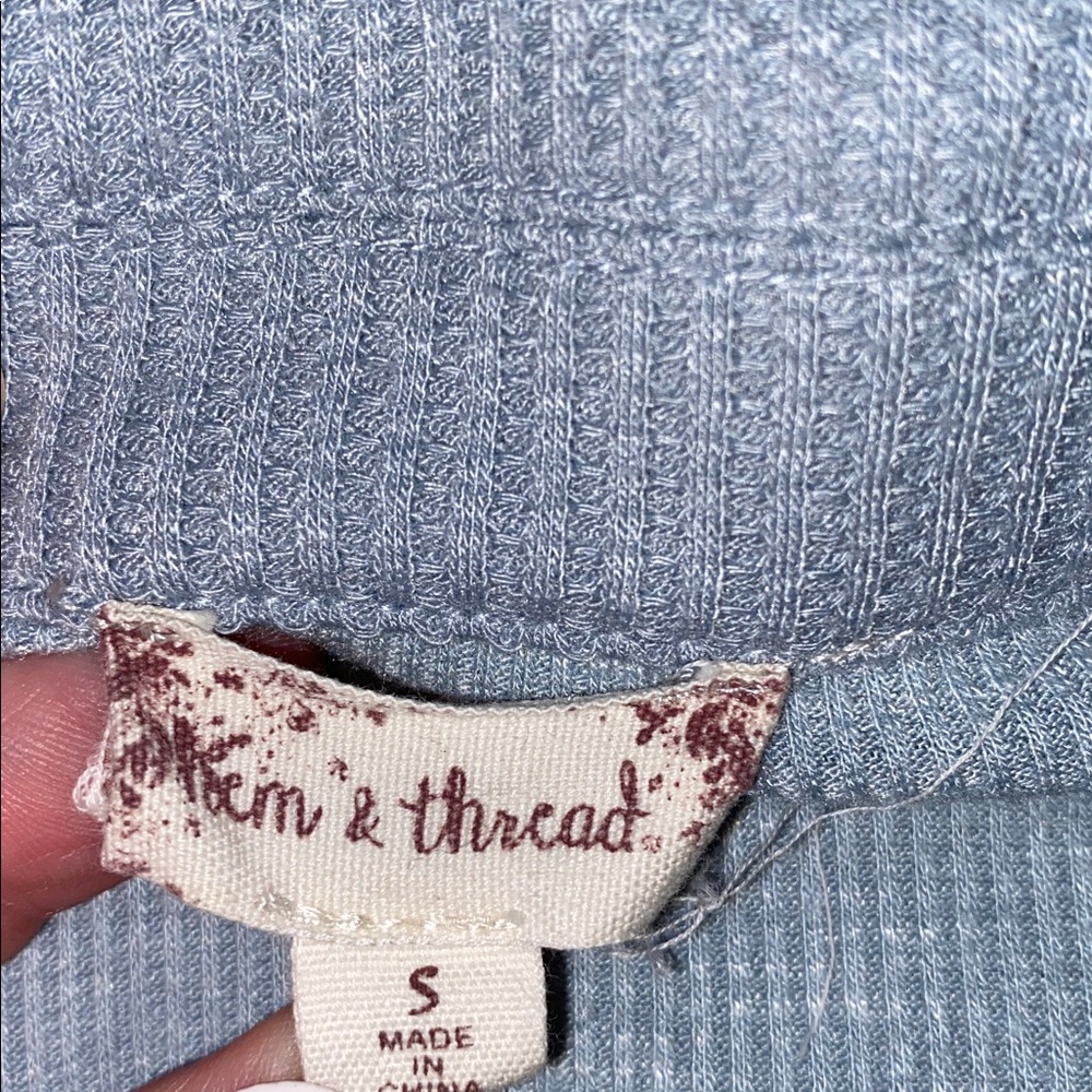 Hem & Thread Light Blue Button-Down Shirt Lace Accents - Picture 10 of 11